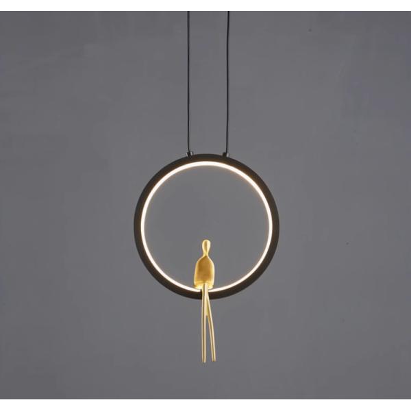 All-copper bedroom bedside chandelier Nordic light luxury creative personality character shape ring living room background wall decorative lamp