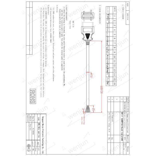 Car Diagnostic OBD2 Open Cable PA66 Insulated With Brass Terminals