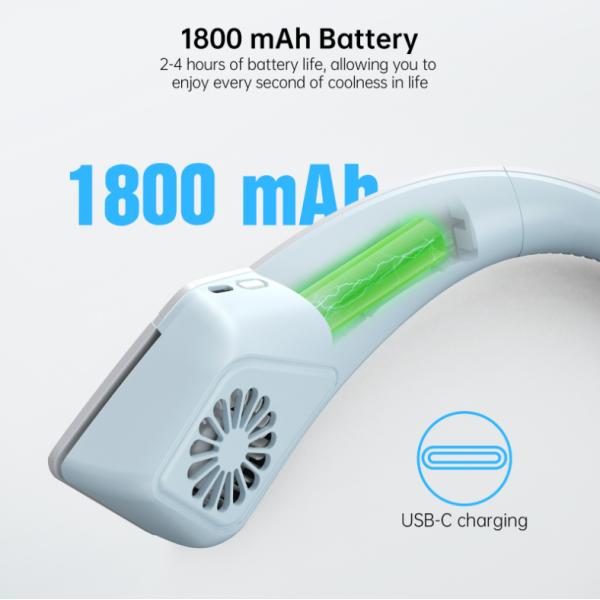 Stay Cool and Comfortable with Three Wind Speed Mini Rechargeable Hanging Neck Fan