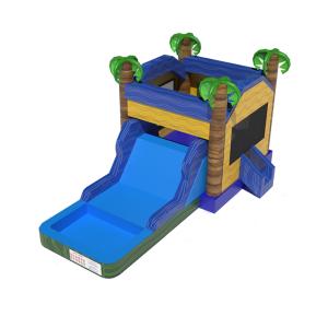 Palm Tree Commercial Inflatable Bouncy Castle With Water Slide