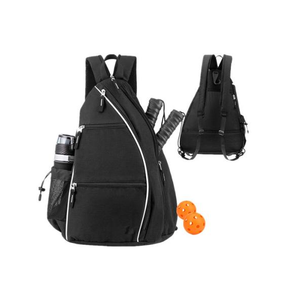 Buy Unisex Black Sling Pickleball Bag With Detachable Shoulder Strap at wholesale prices