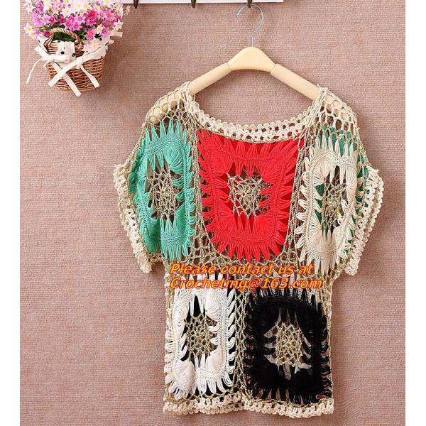 Buy Crocheted pull over tops sexy for women summer shirt hollow out beach clothes biniki cover at wholesale prices
