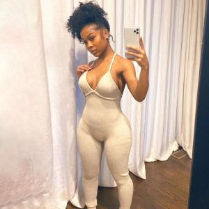 Ribbed Sexy Women Bodycon Jumpsuit Backless Bodycon Jumpsuit