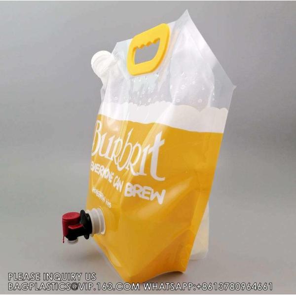 8L Stand Up Pouch With Tap Dispenser Big Foldable Pouches Standing Pouch Dispenser Plastic Bags With Spout Tap