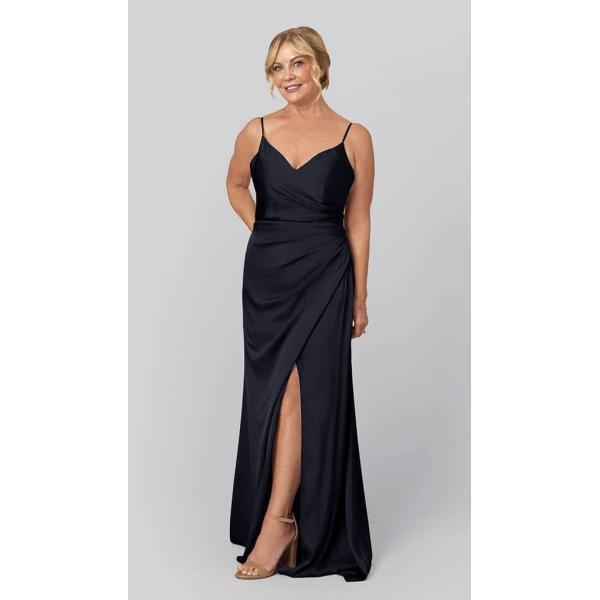 Perfect V-neckline Plus Size Spaghetti Straps Ruffles Split Slit Wine Satin Mother Of The Bride Dress