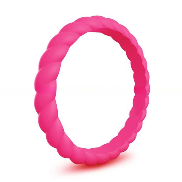 3mm Thin Braided Wedding Silicone Ring Thin Stackable for Women