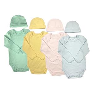 Baby Boys 100% Cotton Long-sleeved Summer Rompers Set with Cap Support OEM 4