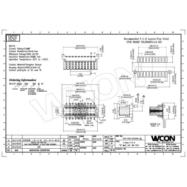 0.8 mm pitch connector board to board connectors high temperature resistance