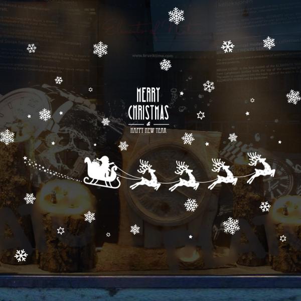 PVC 3D Merry Christmas Wall Stickers Snowflake Transferable Glue Customized