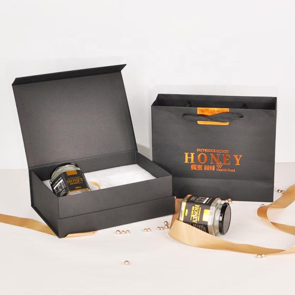 Elegant Glass Bottle Carry Honey Gift Box Magnetic Cardboard Packaging