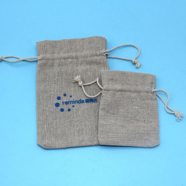 Cute Pen Biodegradable Jute Bags , Eco Friendly Round Drawstring Pouch