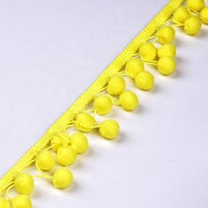 Garment Crochet Lace Yellow 3.5cm Pom Pom Tassel Trim