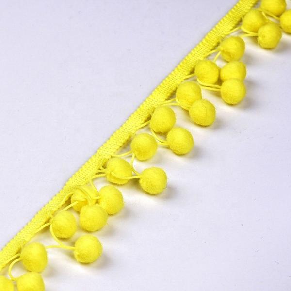Buy Garment Crochet Lace Yellow 3.5cm  Pom Pom Tassel Trim at wholesale prices