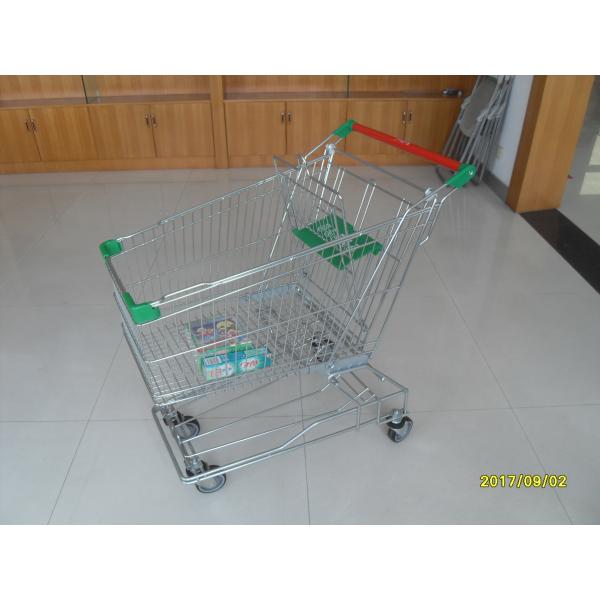 Buy Asian Type125L Wire Shopping Trolley With 4 Swivel Escalator Casters And Green Baby Seat at wholesale prices