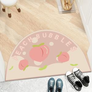 Cartoon Flower Polyester Fiber Floor Carpet Rug Half Circular