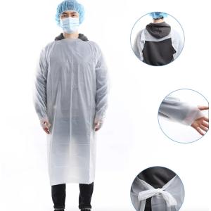Disposable CPE plastic gown water proof with thumb loop hole light weight