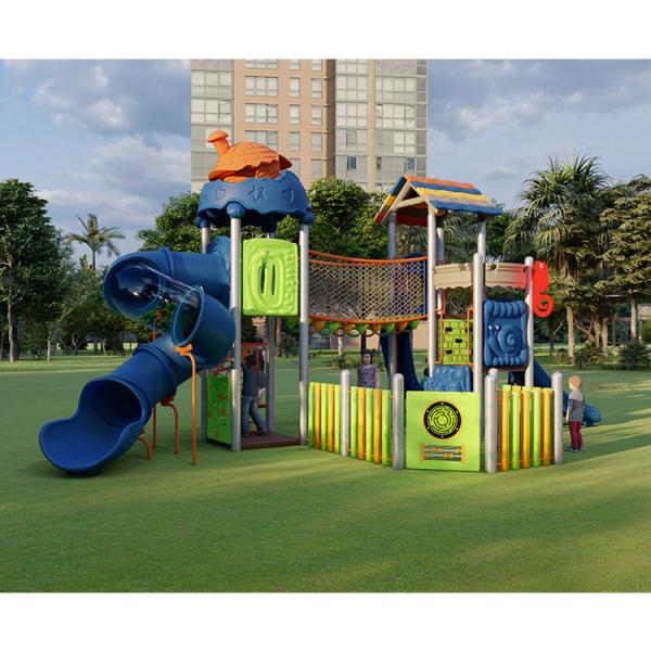 Buy Garden Toys Plastic Kids Playground Slide With Galvanized Post at wholesale prices