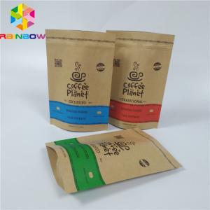 Custom Printed Packaging Brown Kraft Paper Bags With Zipper Food Storage Paper