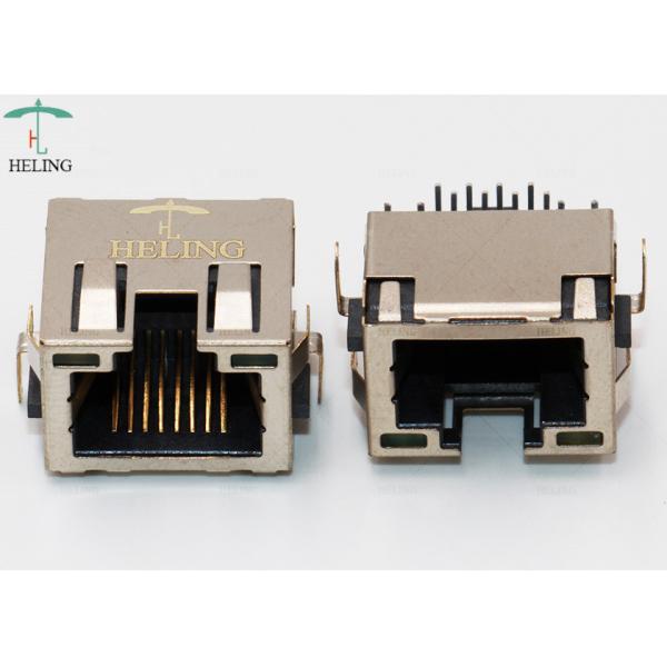 Buy Thru - Hole R / A Shielded PCB RJ45 Jack Ethernet Connector With EMI tabs at wholesale prices