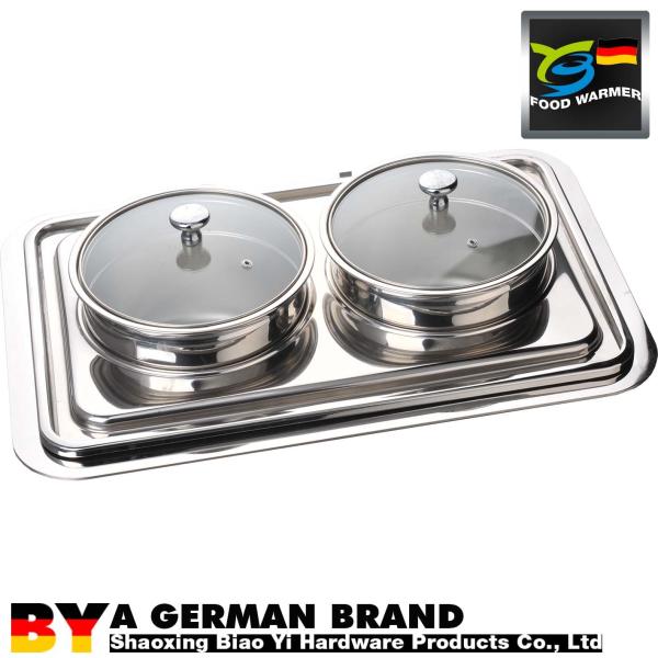 Buy Table Top SUS304 Dual Soup Bucket Steamer Chafing Dish No Footing For Breakfast Serving at wholesale prices