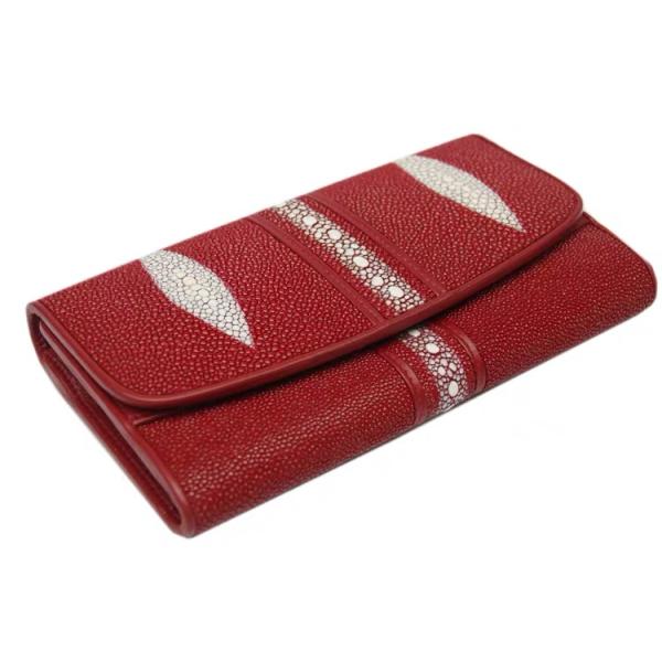 Stingray Skin Unisex Men Long Trifold Wallet Large Male Card Holders Genuine Leather Deep Blue Female Large Clutch Purse