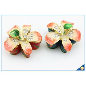 Metal Material Beautiful Flower Shape Crystal Trinket Box SCJ564