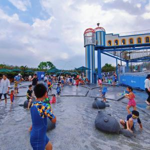 Moetry Water Play Structure Mini Playground Splash Pad Back Yard Water Park