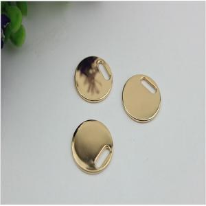 Hanging light gold round shape flat 22 mm width metal logo plate for straps