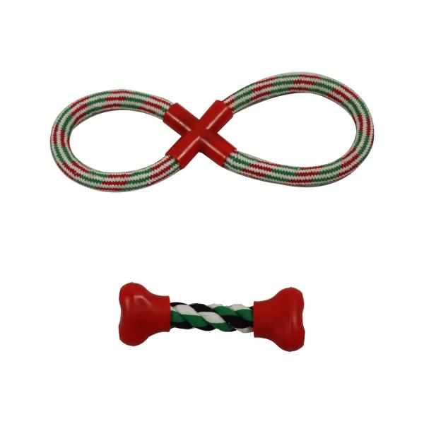 Chew Durable Pet Toys Promotion Gift 8 Shaped Plastic Cotton String Cross Cat Dog 26cm