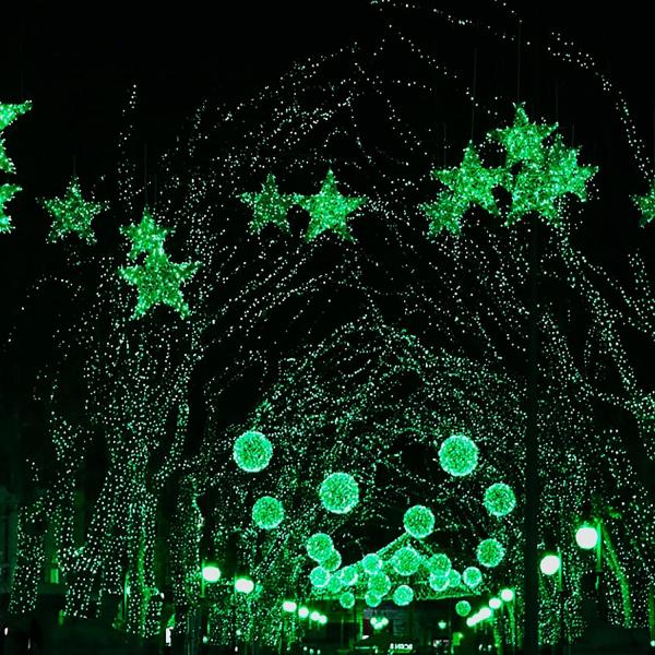 3W Green Solar Christmas String Lights 200 LED Waterproof Fairy Lights For Patio Garden