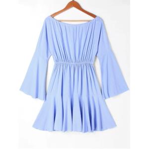 Blue Off Shoulder Mexican Embroidery Beach Casual Dress Women