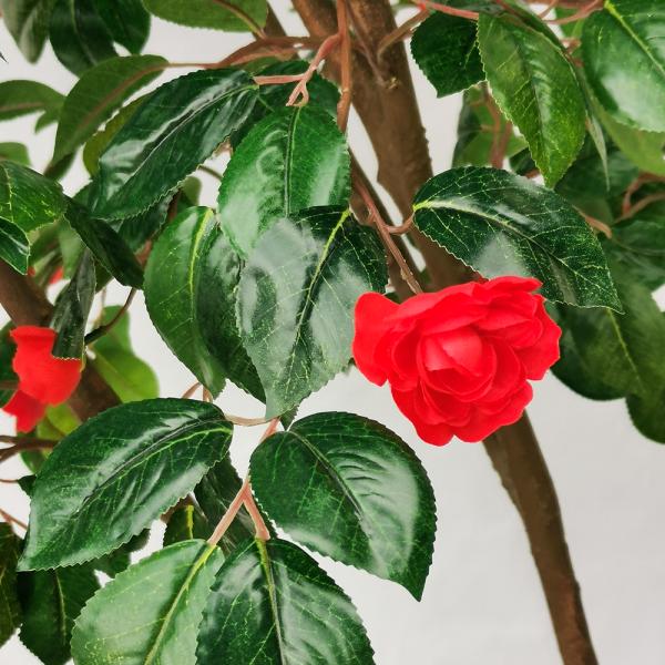Artificial Camellia Potted Plant No Litght Fresh Leaves Red And Green Mixed Plant Indoor Decor