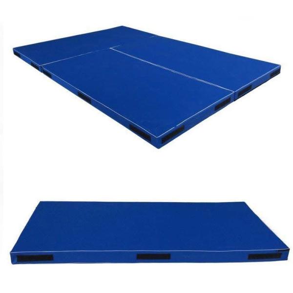 Washable Material Gymnastics Soft Mat 600x200x10cm With Diverg. Demarcation Lines, Blue