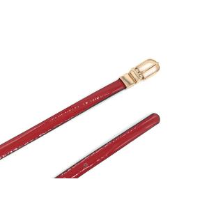 Red 1.5CM Womens Skinny Leather Belt With Gold Buckle