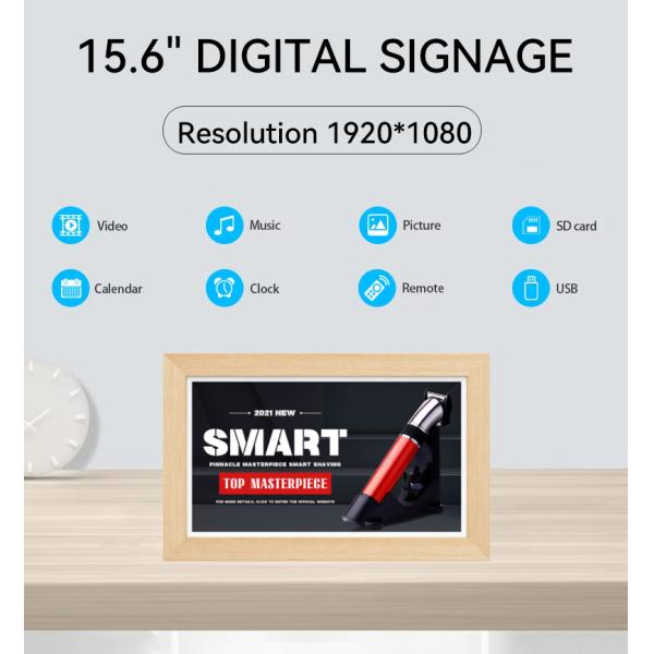 15.6Inch RK3568 4+32GB Wall Mounted Advertising Tablet NFC POE Touchscreen Business Wooden Frame Android14 Tablet