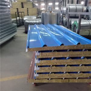 rock wool sandwich panel 50mm blue color 0.426mm steel sheet roof tile