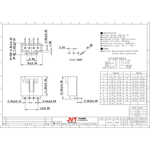 Molex CD-ROM 2.54mm Pitch Wire to Board Connector , PBT UL 94V - 0 PCB Cable Connectors