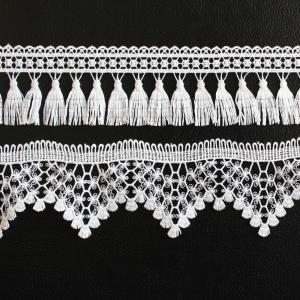 20KJ89 Polyester White Flower 50mm Embroidery Lace Trim