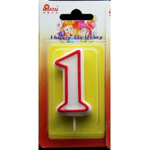 Number Birthday Candles With Red Edge And Plastic Holder