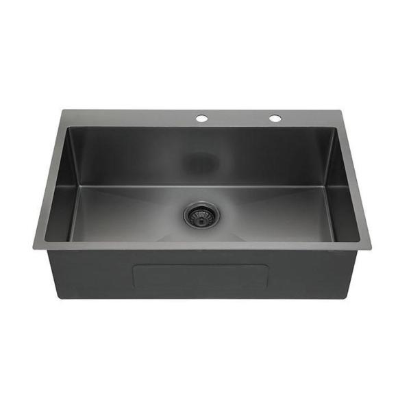 16 Guage SS Kitchen Sink Pvd Nano Over The Counter Top Matte Black