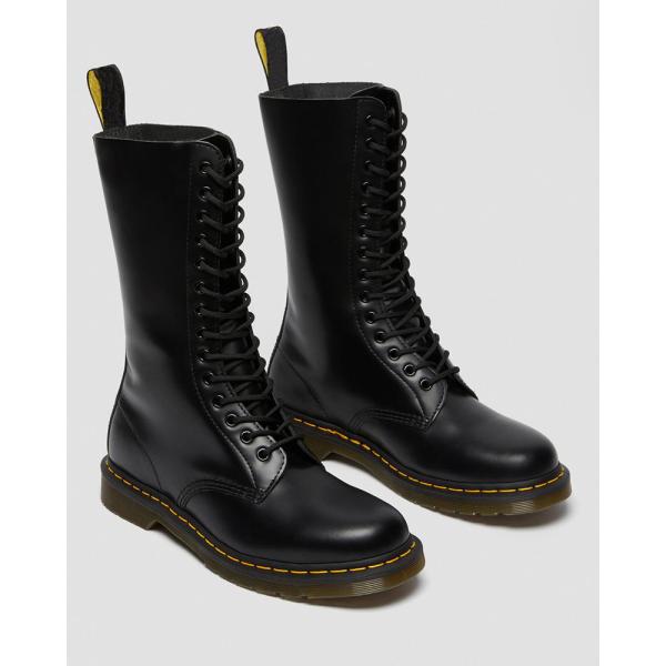 Round Toe Women'S Leather Boots Black Military Style Boots For Leisure / Business