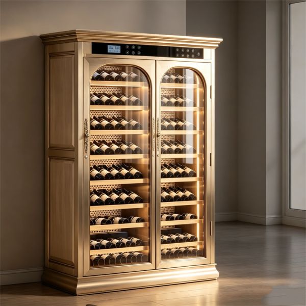 Smart Digital Temperature Control Dual-Zone Solid Wood Wine Cooler Cabinet