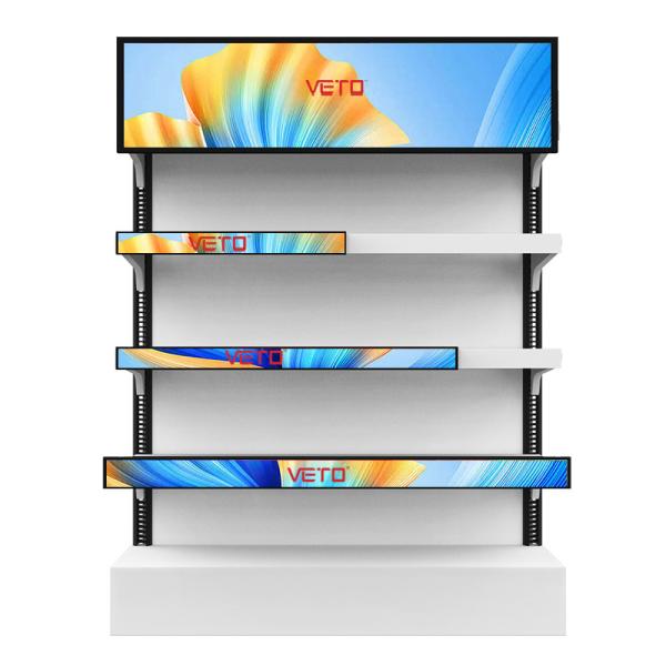 VETO 23.1 24 29 Inch Wall Mount Digital Signage Stretched Bar LCD Smart Shelf