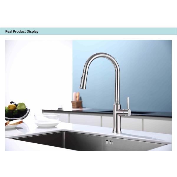 Brushed Nickel Kitchen Water Faucets IPX5 Fold Down Kitchen Tap