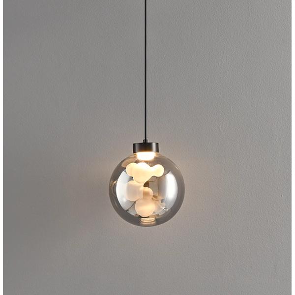 Italian minimalist bedroom bedside chandelier modern simple light luxury high-end glass bar restaurant entrance hanging line lamp