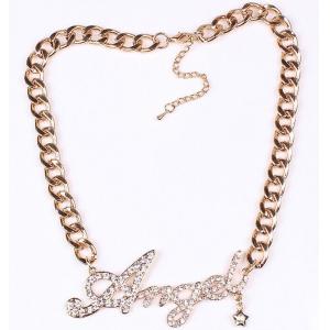 China European and American fashion chain letters Angel Angel diamond necklace chain sweater on sale