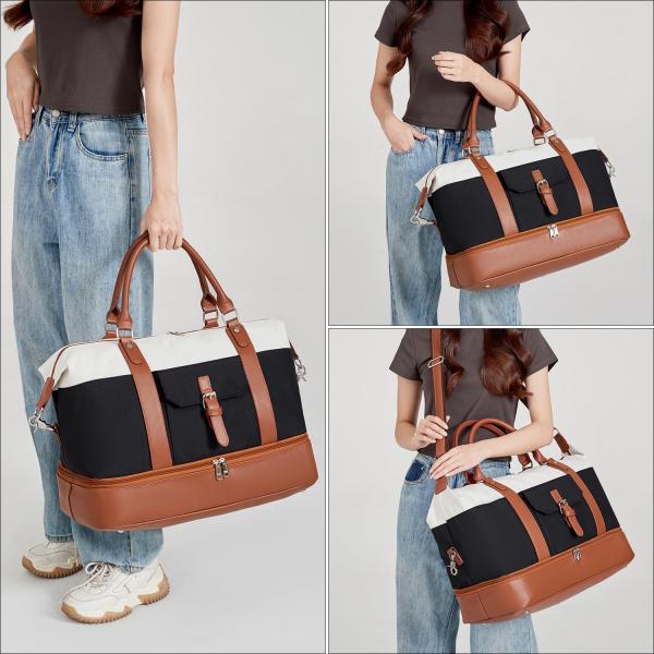 Cavas Weekender Carry on Duffel Travel Bag with Leather Shoes Compartment for Men