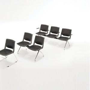 Plastic indoor bench chair with armrests