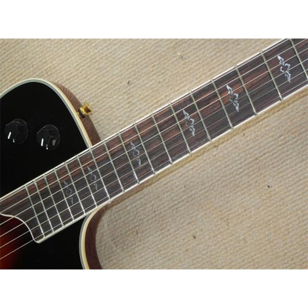 Wholsale Factory custom 21frets classic semi-hollow tobacco sunburst folk acoustic guitar with bird inlay
