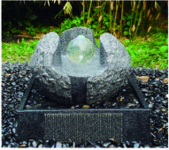 Hexagon Base Natural Stone Fountains Outdoor For Lanscape Hand Carved
